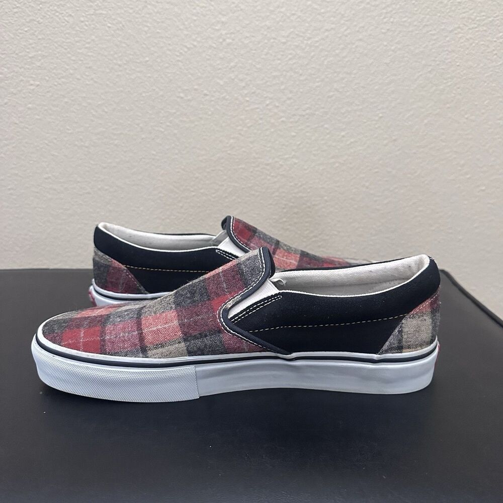 Vintage Pendleton Vans Wool Slip on Shoes Men’s 9.5 Baked Apple Navy Sneakers - Picture 10 of 16